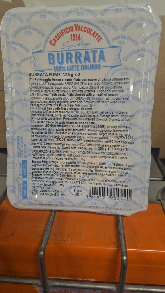 BURRATA FUMEE VALCOLATTE 125G*2