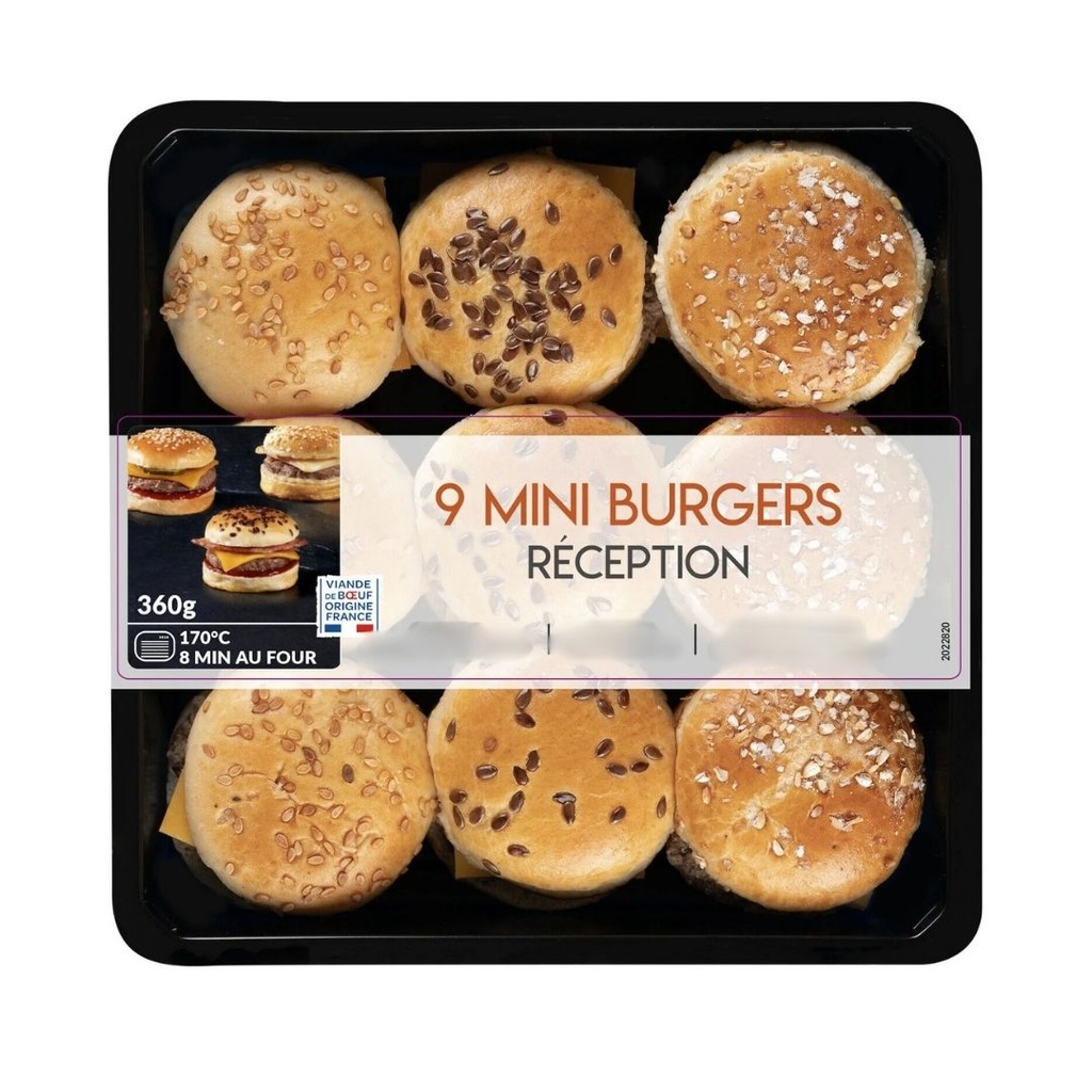 9 mini burgers festifs (Boeuf, cheese, champignons & truffe noire, foie gras) - 360G