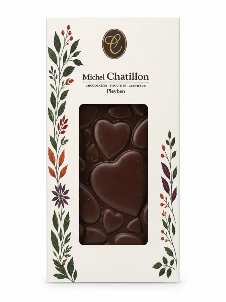 Tablette coeur chocolat noir - 80 G