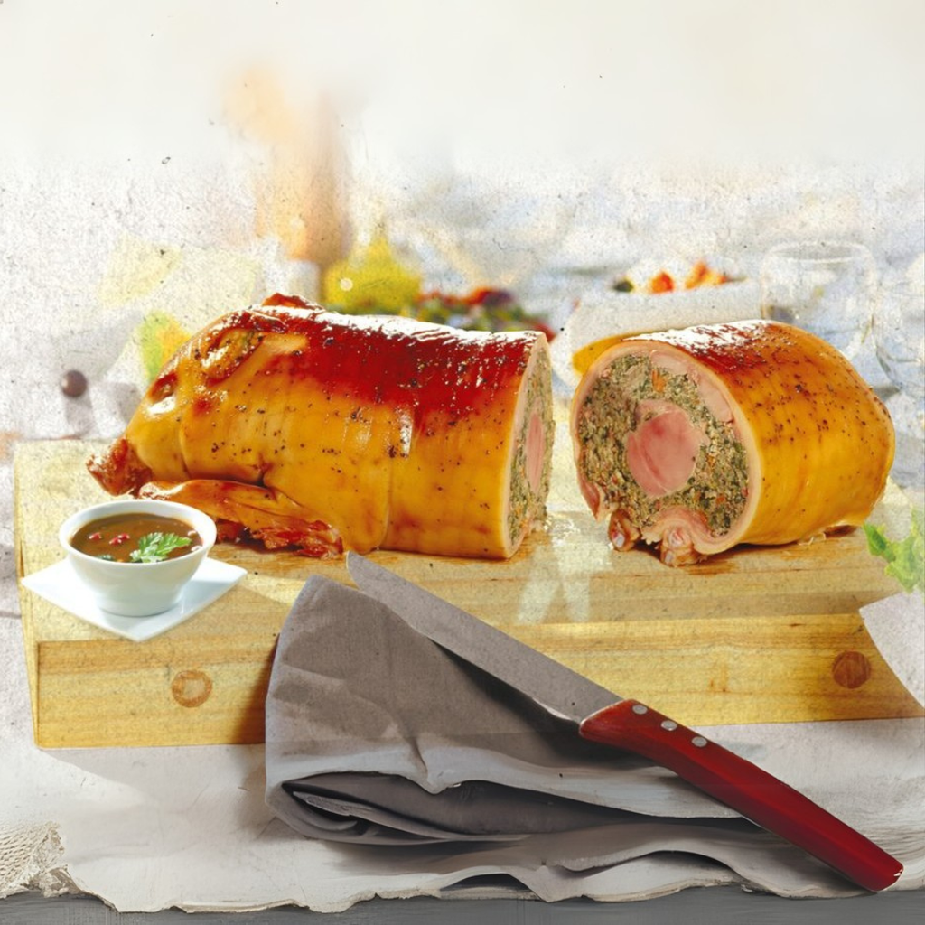 Filet de porcelet farci aux légumes sauce forestières au porto - 1,6 KG 