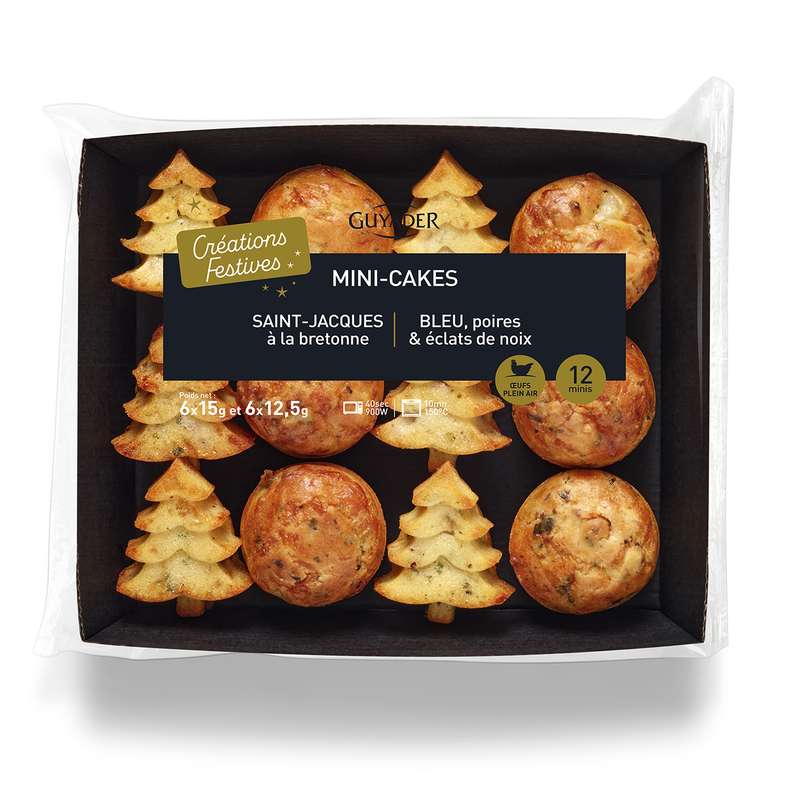 6 minis cakes St jacques bretonne & 6 minis sapins bleu, poires et noix - 165gr